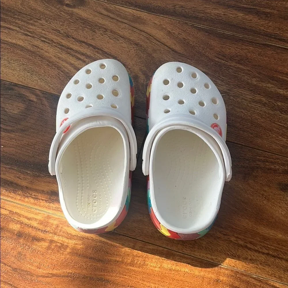 Crocs Kids' White and Multicolor Clogs